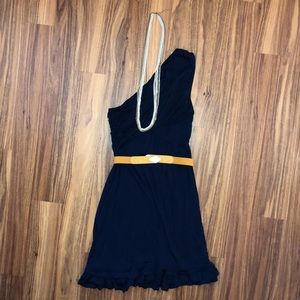 Navy Blue One Shoulder Dress